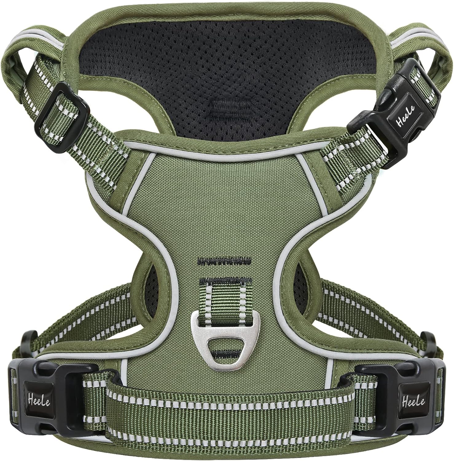 HEELE Dog Harness, No Pull Dog Harness Small, Release on Neck, Front Back Clips Dog Vest Harness Reflective Adjustable Padded, Easy Control Handle for Outdoor Walking Training, Green, S