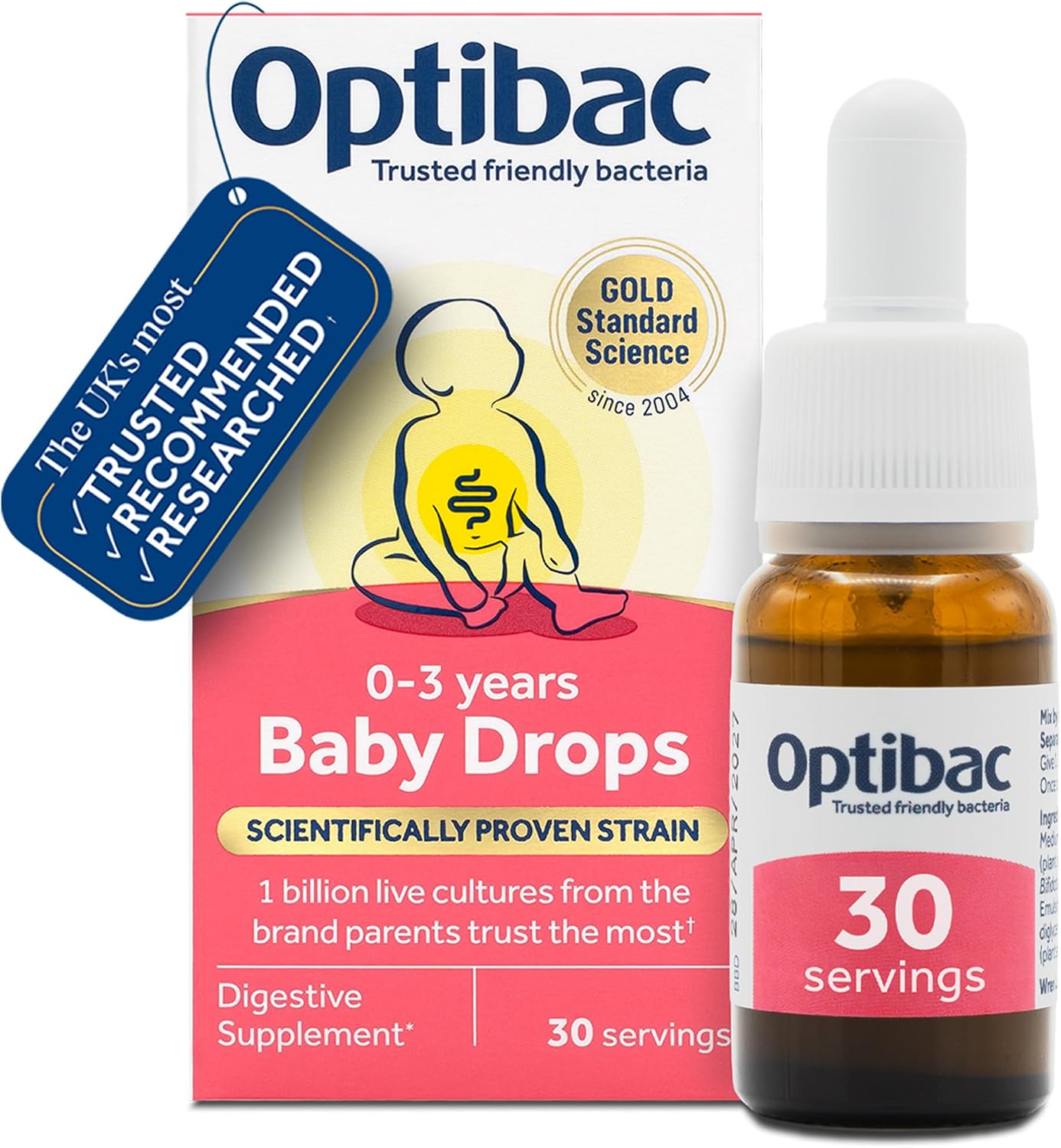 Optibac Baby Drops - Vegan Friendly Bacteria Drops - 10 ml - 30 Day Supply
