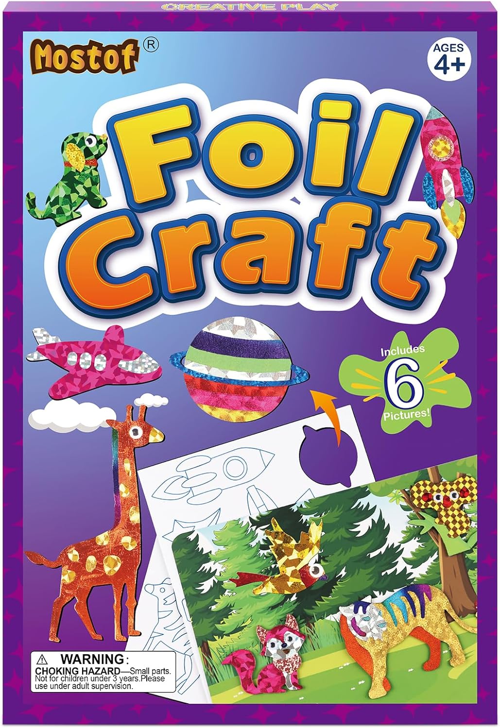 Mostof Transfer Foil Craft Kits for Kids, DIY No Mess Creative Art Foil Animals Stickers Toy, Gifts for Boys Girls Ages 4 5 6 7 8