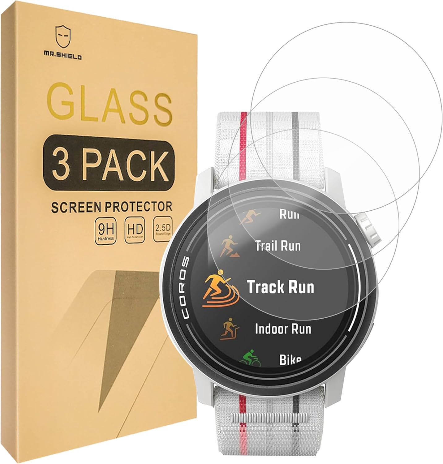Mr.Shield Screen Protector compatible with COROS PACE 3 [Tempered Glass] [3-Pack] [Japan Glass with 9H Hardness]