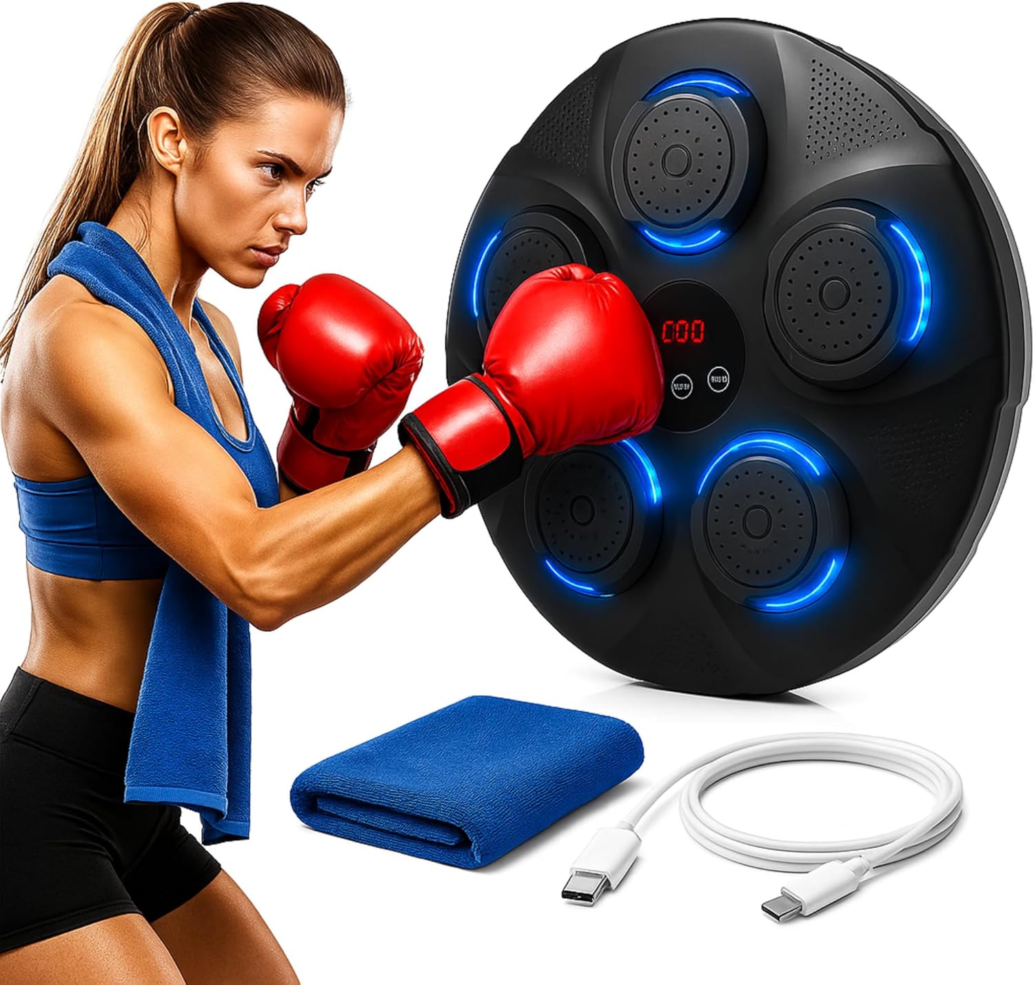 ZEAL'N LIFE 2025 Upgraded Music Boxing Machine for Adults and Kids, Large Size Wall Mounted Boxing Training Equipment with Gloves, Punching Bag for Home, Office, and Gym 9 Modes & 9 Speeds