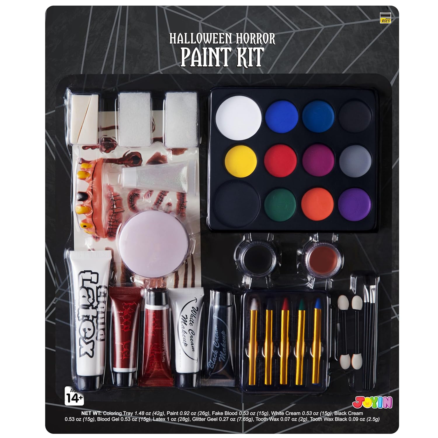 JOYIN Halloween Makeup Set Ultimate Family Party Pack All-in-one Easy On Set for Halloween Fake Blood Costume Party Supplies, Zombie Cosplay, Face Paint & Body Paint, Party Favors