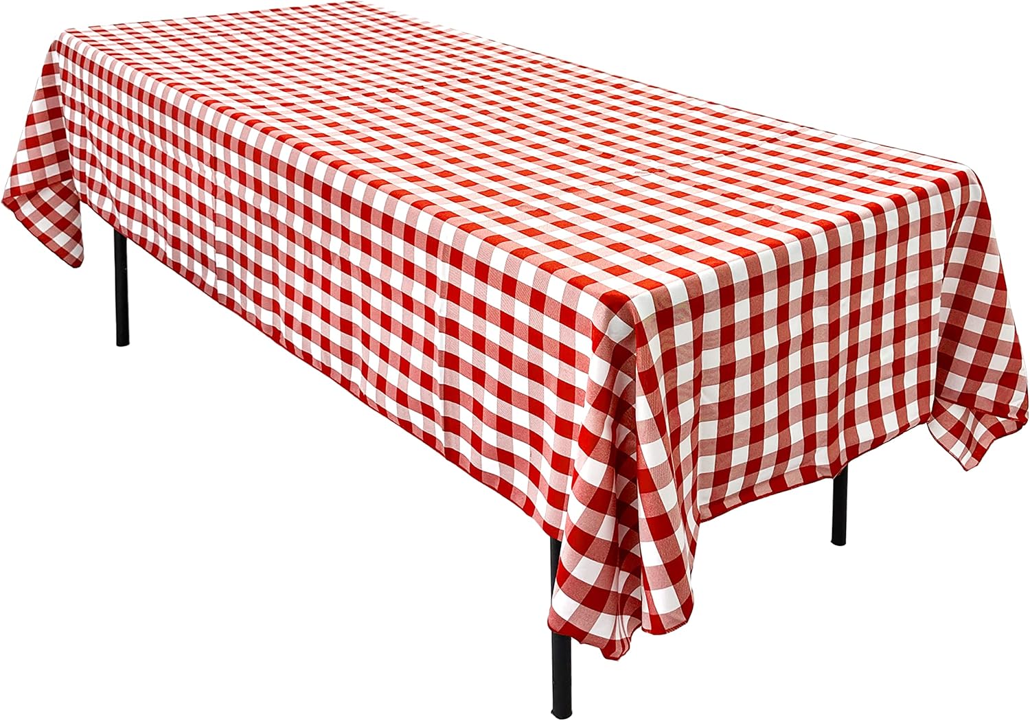 AK TRADING CO. 60 x 126-Inch Rectangular Polyester Tablecloth - Wrinkle-Resistant, Flame Retardant, Durable Party Table Cover, Banquet Tablecloth, Wedding Table Cover - Red & White Checker