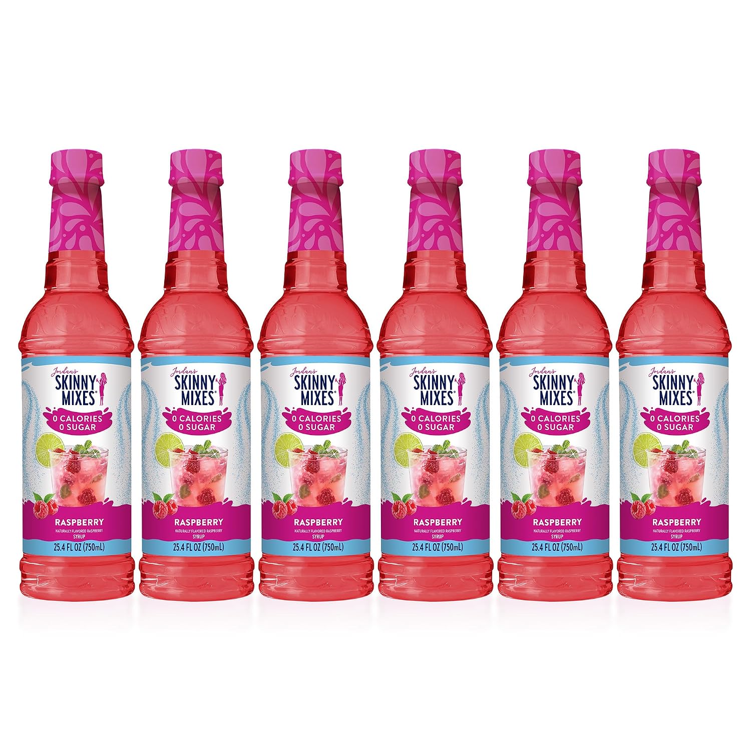 Jordan's Skinny Mixes Raspberry Syrup, Pack of 6, 25.4 fl oz