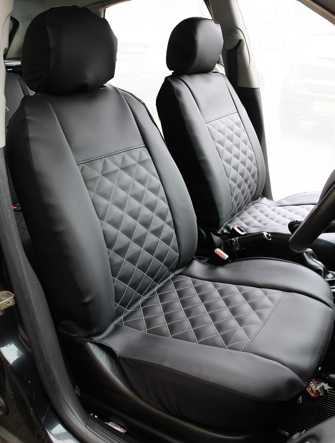 Carseatcover-UK® Front Pair KNIGHTSBRIDGE LEATHER LOOK Car Seat Covers