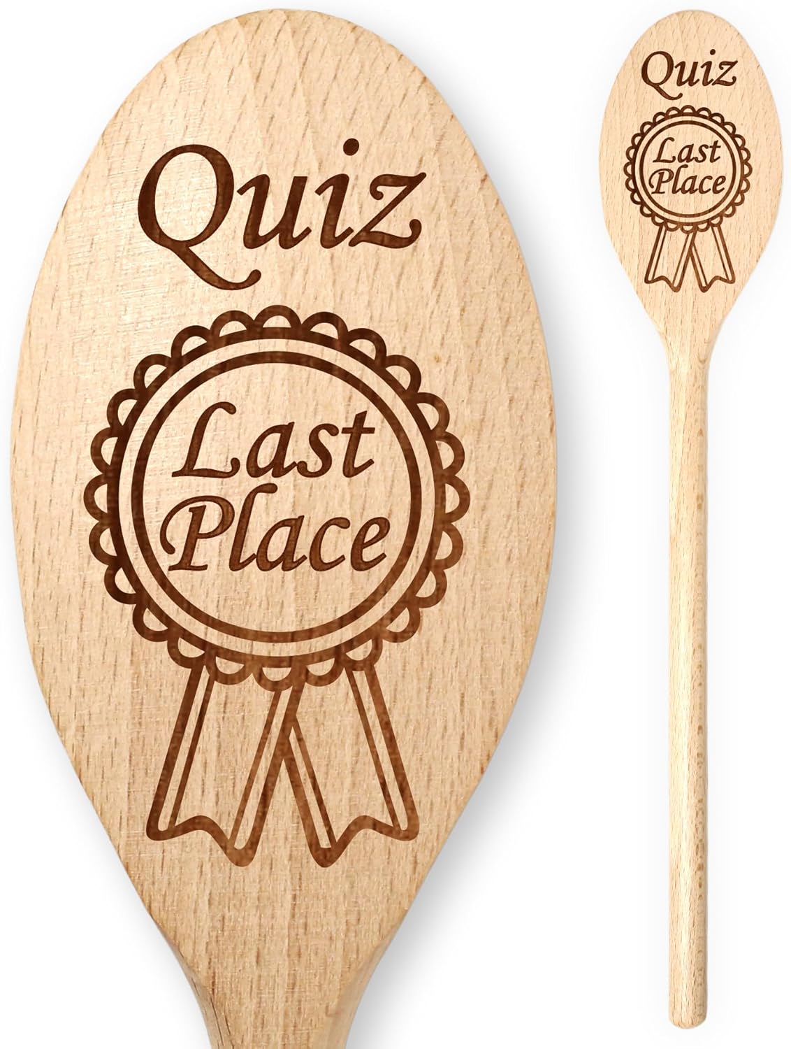 Quiz Last Place Cooking Wooden Spoon Pub Quiz Competition Night Loser Wooden Spoon Award Game Booby Prize Trophy Medal Village Badge Family Quizzes Funny Novelty Trivia Nights Office Charity Events