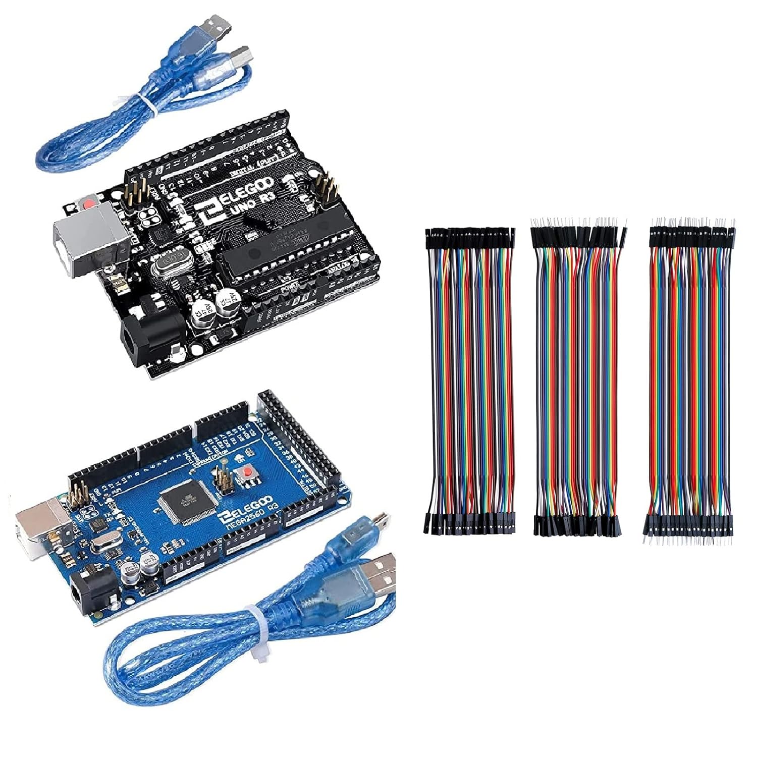 ELEGOO UNO R3 Board for Arduino & Mega R3 Board for Arduino & 120pcs Dupont Wire
