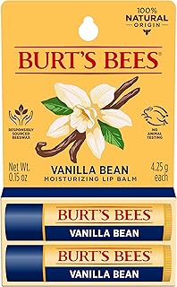 Burt's Bees Lip Balm Stocking Stuffers, Moisturizing Lip Care Christmas Gifts, Vanilla Bean, Lip Moisturizer With Responsibly Sourced Beeswax, Tint-Free, Natural Origin Treatment (2-Pack)