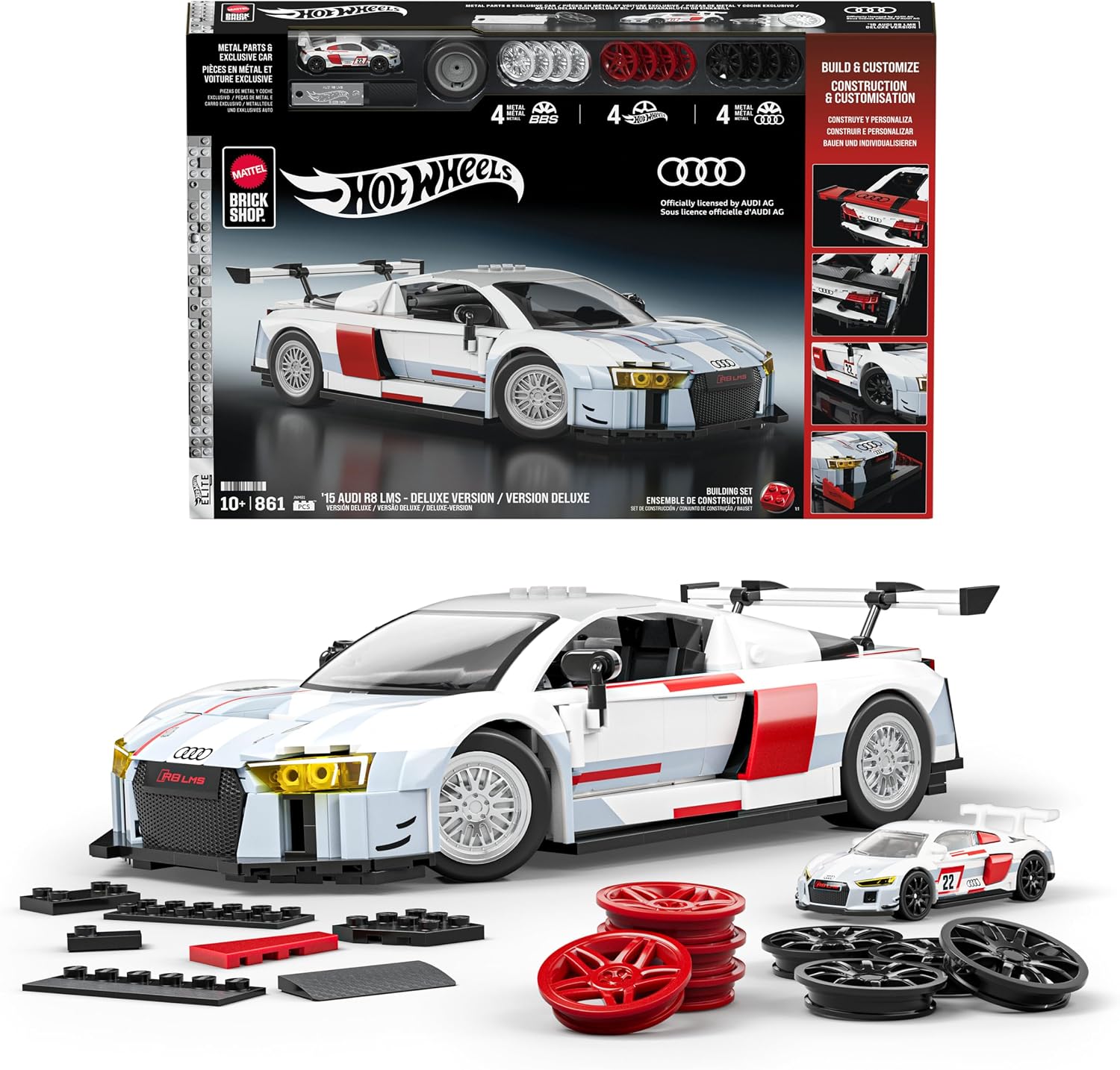 Mattel Brick Shop Hot Wheels ’15 Audi R8 LMS Deluxe Version Building Set