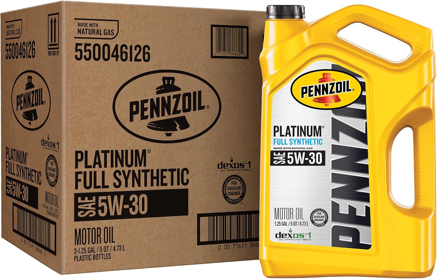 Pennzoil Platinum Full Synthetic 5W-30 Motor Oil (5-Quart, Case of 3)