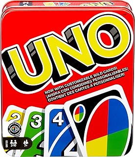 Mattel Games UNO Card Game in a Collectible Storage Tin for Kids, Adults, Families, Parties & Travel, 2 to 10 Players (Amazon Exclusive)