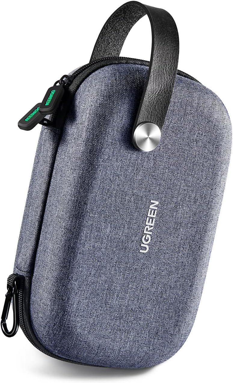 UGREEN Travel Accessories Bag, Portable Cable Organiser Travel Electronics Organiser Small Gadget Cable Bag Pouch, Hard Case for Charger Adapter Power Bank Hard Drive(Grey)
