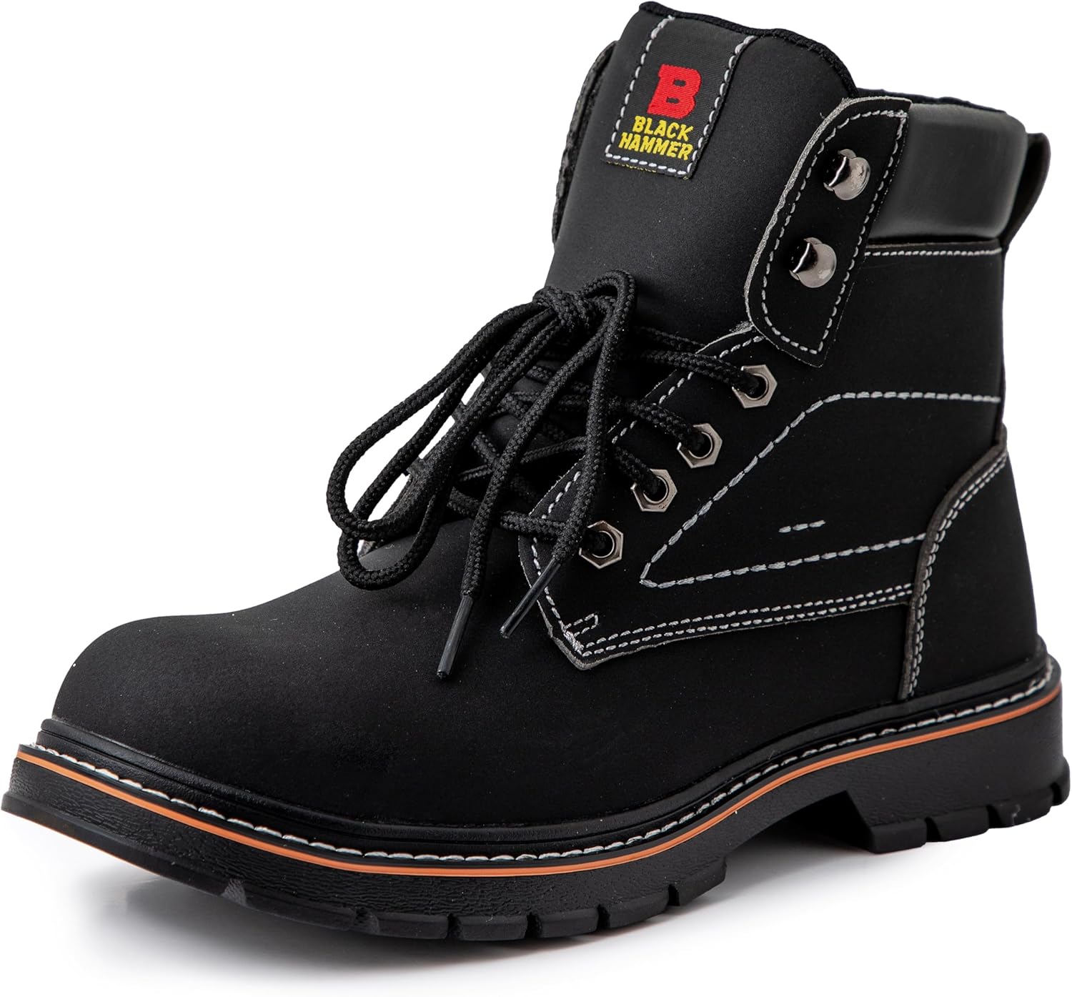 Black Hammer Men's Safety Work Boots Shoes Steel Toe Cap & Midsole Protection Water Resistant Utility & Trekking Footwear Perfect for Warehouse & Everyday Jobs Rubber Outsole 2600 S3 SRC Black
