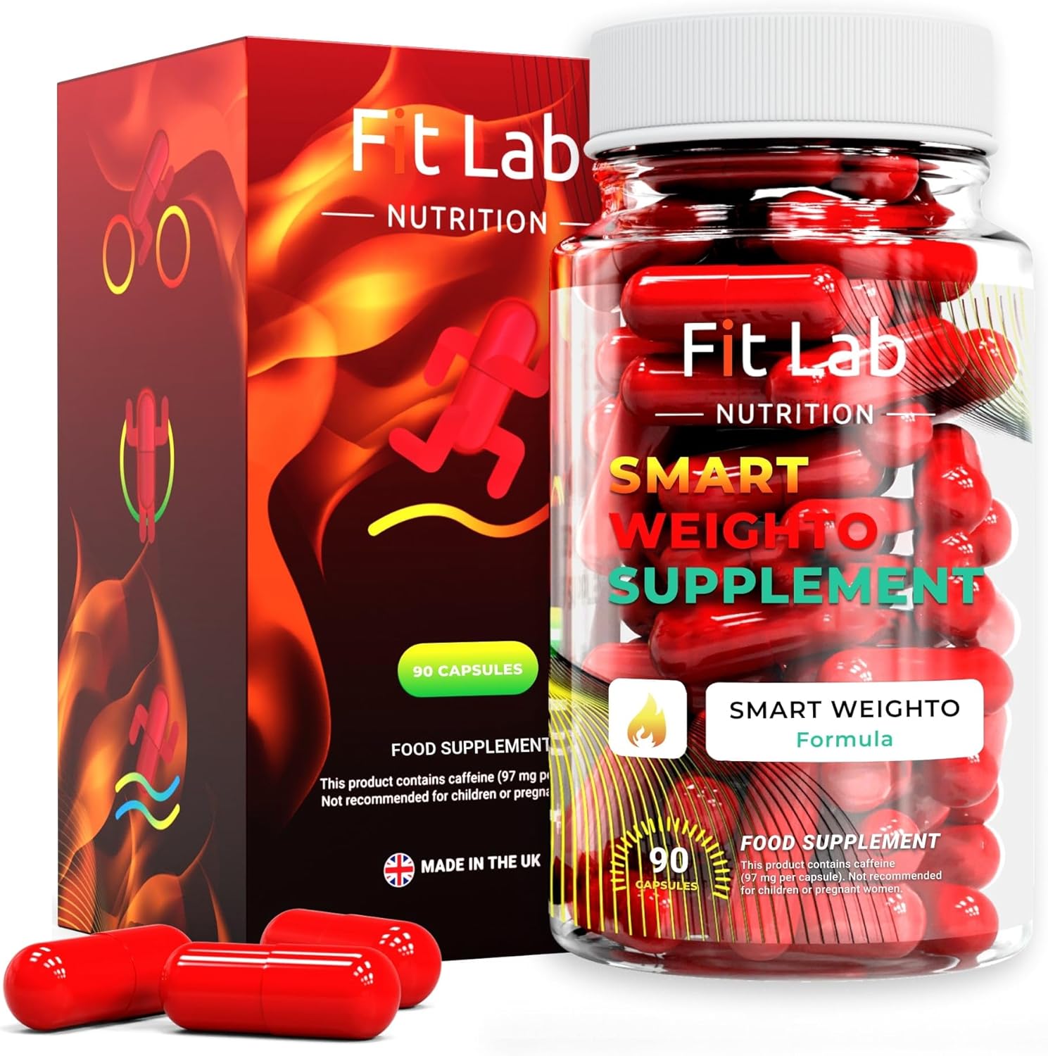 Fit Lab - Smart Weighto Management, Food Supplement - 90 Capsules - Vegan, Halal and Vegetarian Supplements for Women and Men - 45 Days Supply - Gym Essentials