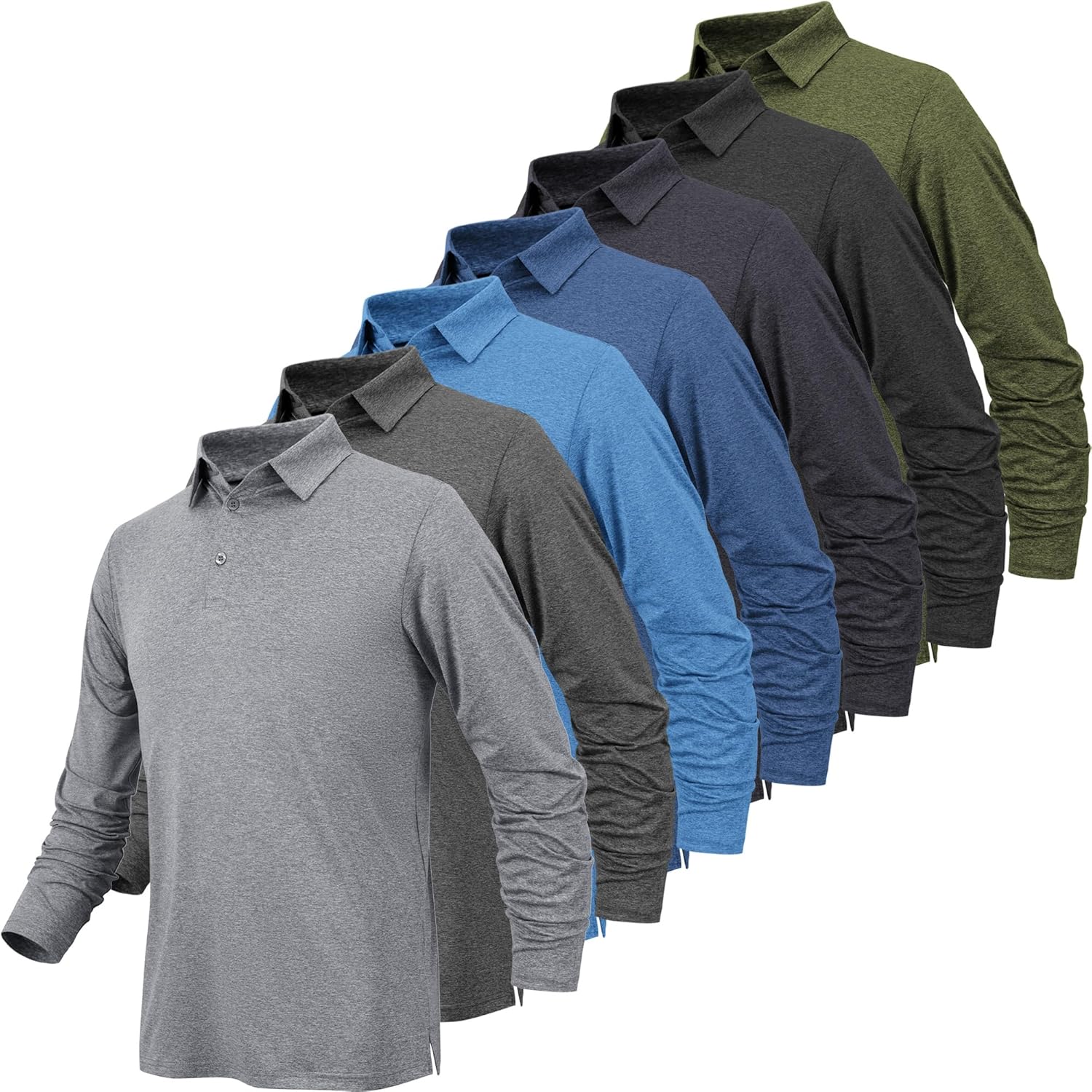 BALENNZ Long Sleeve Polo Shirts for Men Moisture Wicking Mens Long Sleeve Polo Shirts Quick Dry Golf Polos for Men