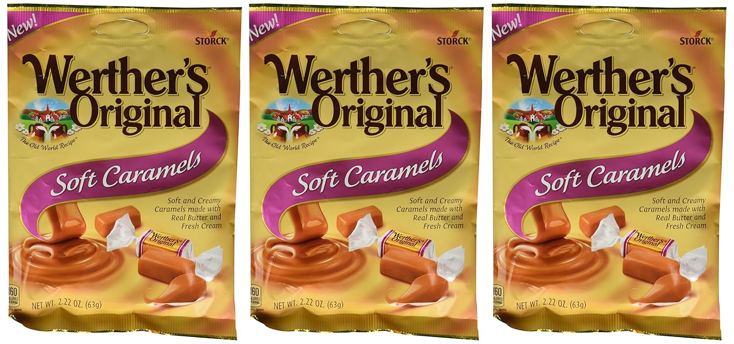 Werther's Original New Soft Caramels 2.22 Oz (63g) (3 Pack)