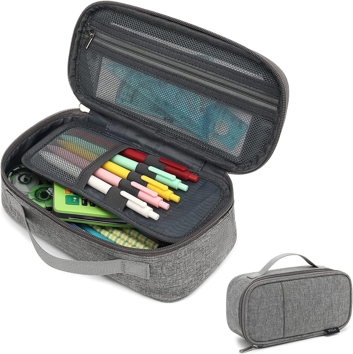 XQXA Large Capacity Pencil Case Multi-Slot Pencil Pouch Durable Pencil Box Portable Makeup Bag with Handle for Office
