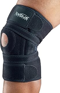 Knee Brace Meniscus Tear Support For Arthritis Acl, Mcl Pain Patented 4-way Adjustable Wraparound Strap Dual Side Stabilizer For Patella Stability Size [medium]