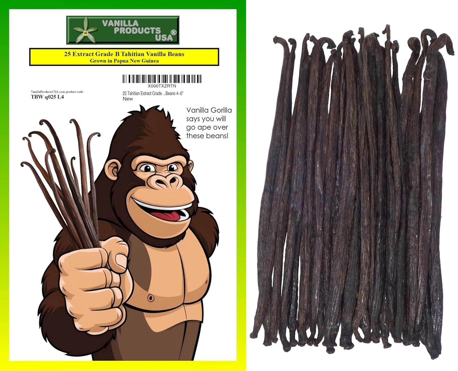 25 Tahitian Extract Grade B Natural Vanilla Beans by Vanilla Products USA