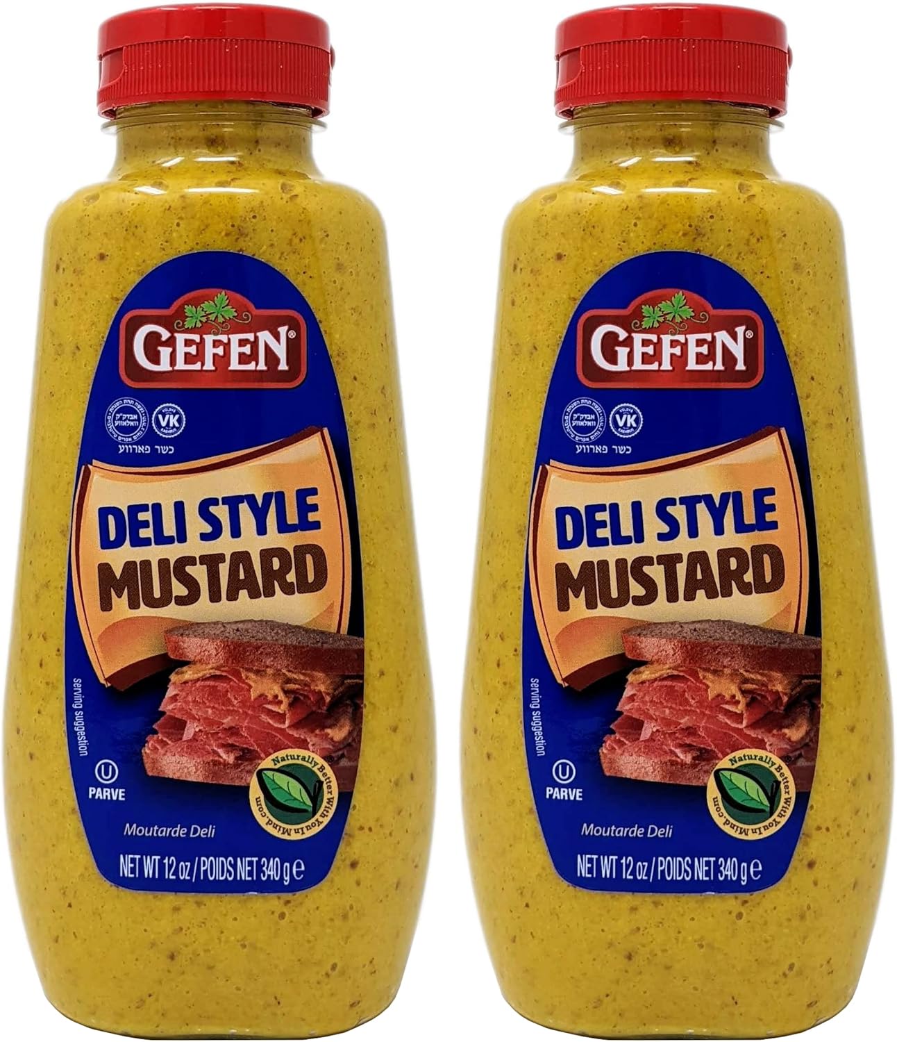 Gefen Deli Style Mustard 340g (Pack of 2) | New York Deli Style Mustard Sauce for BBQs, Hot Dogs, Burgers, Cooking, Sandwich Spread & Parties