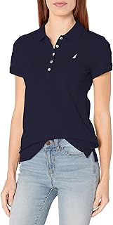 Nautica Women's 5-Button Short Sleeve Cotton Polo Shirt