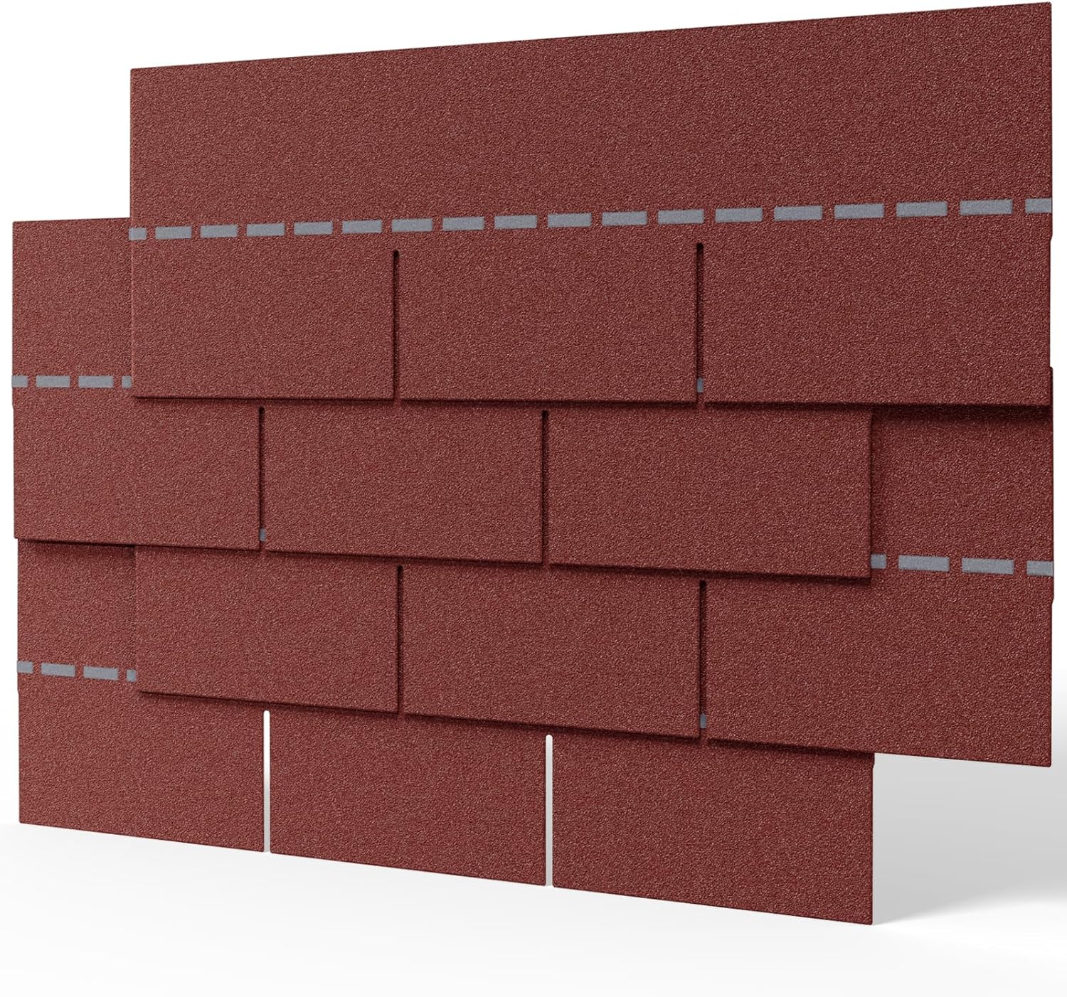 INMOZATA 18pcs Asphalt Roof Shingles, 2.61sqm Self-Adhesive Sheds Roofing Felt Shingles Tiles for Roof of Sheds, Weather Resistant Heavy-Duty Roofing Tiles(Square 3 Tab Shingles, Red)