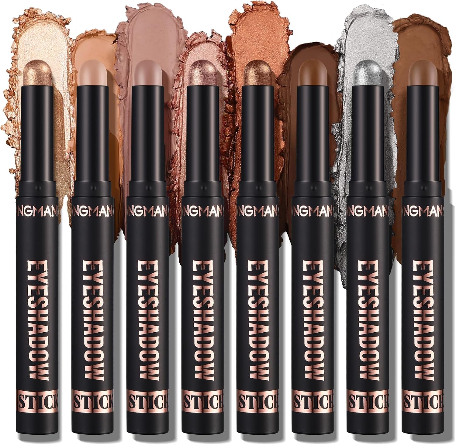 LANGMANNI 8Pcs Eyeshadow Stick Gift Set,Soft Smooth Cream With Matte Earth & Metal Colors, Waterproof & Long-Lasting, Beauty & Personal Care Eye Shadow Stick For Daily Makeup & Special Occasions (#A)