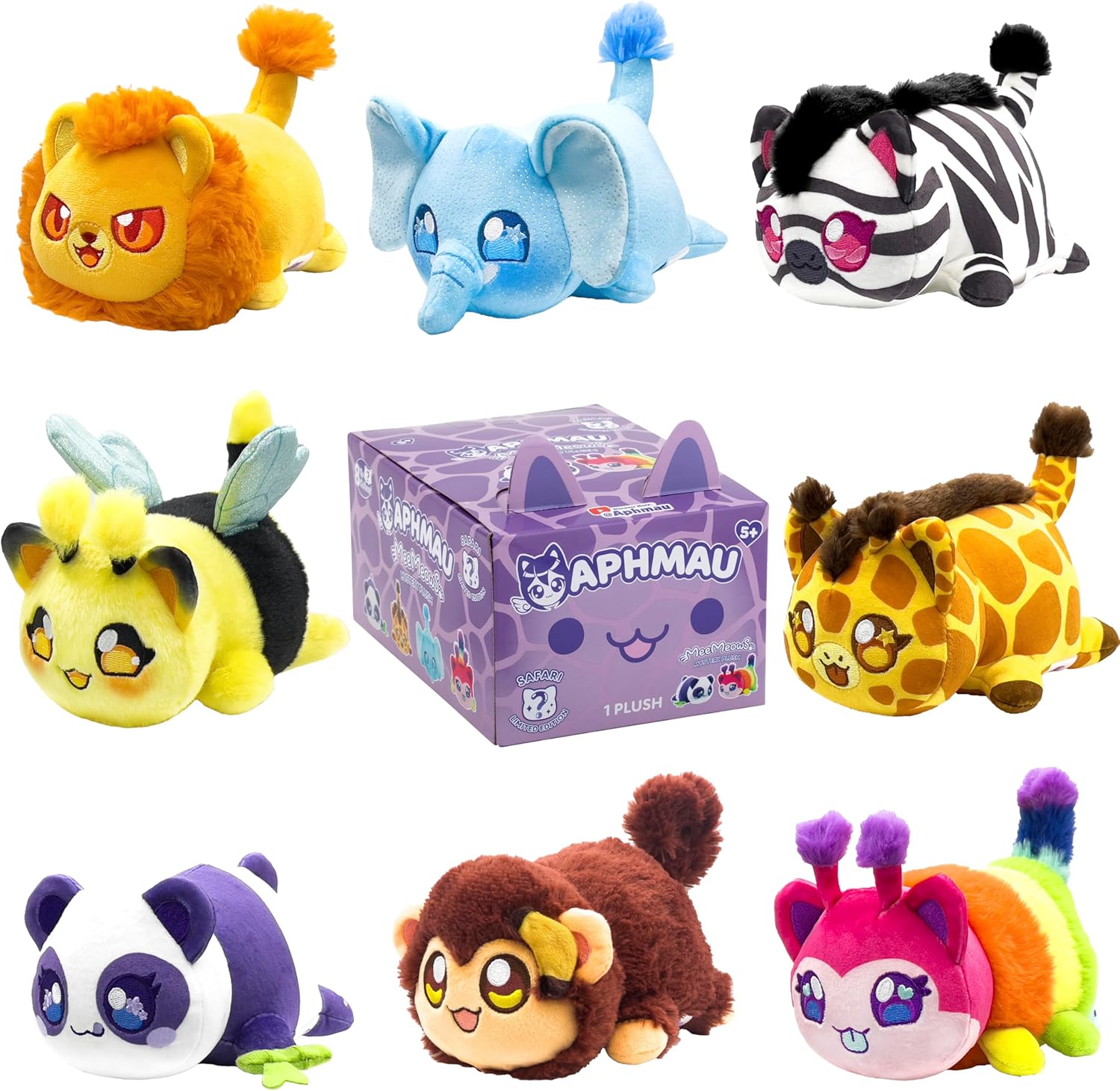 Aphmau 6” MeeMeow Mystery Plush – Series 1 Safari; YouTube Gaming Channel, Blind Box, 1 of 8 Possible Safari MeeMeows, Official Merch