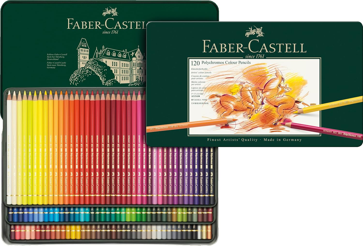 Faber-Castell Polychromos Artists' Color Pencils - Tin of 120 Colors - Premium Quality Artist Pencils