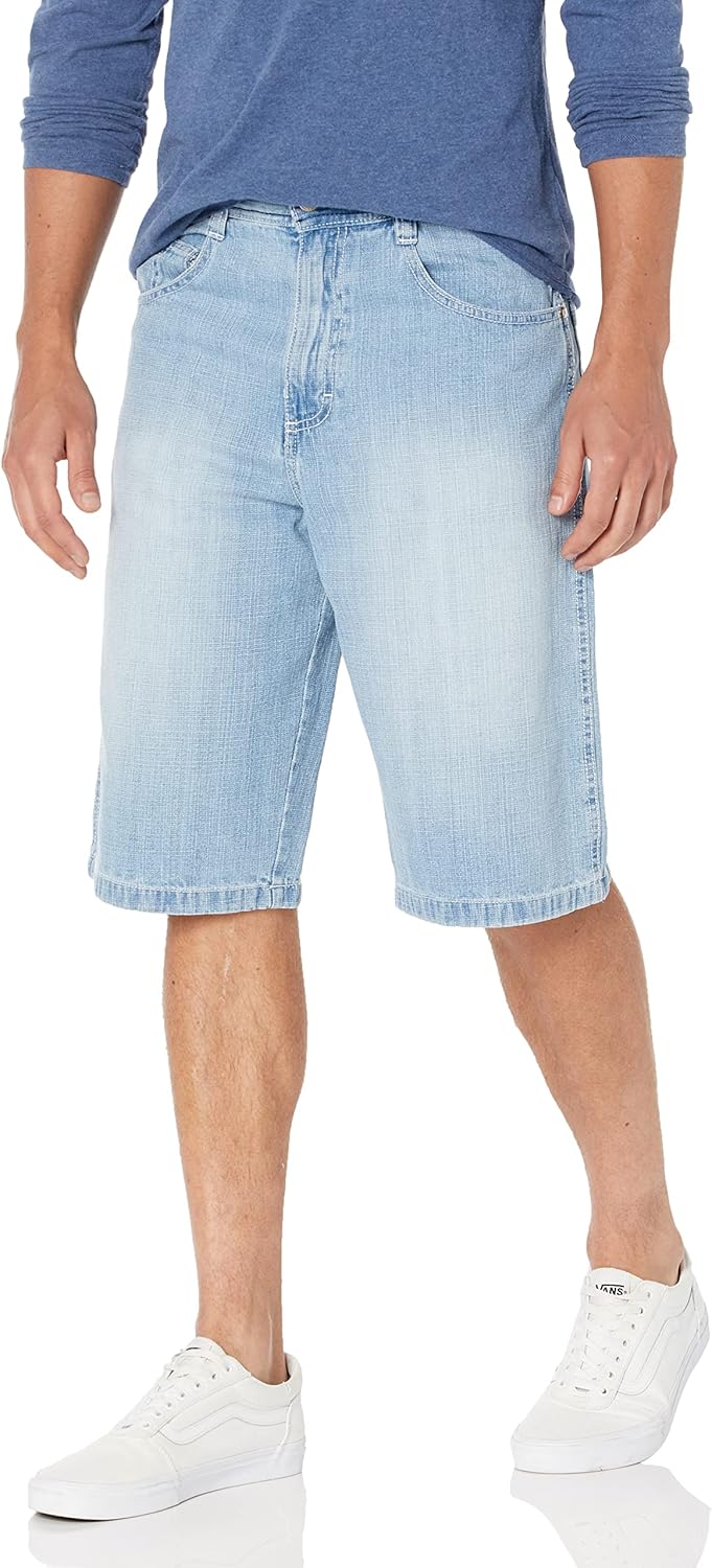 Southpole Men's Big and Tall Regular Fit Cross Hatch Basic Denim Shorts, Light Sand Blue, 50