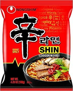 Nongshim Gourmet Spicy Shin Instant Ramen Noodle, 20 Pack, Chunky Vegetables, Premium Microwaveable Ramen Soup Mix, Savory & Rich