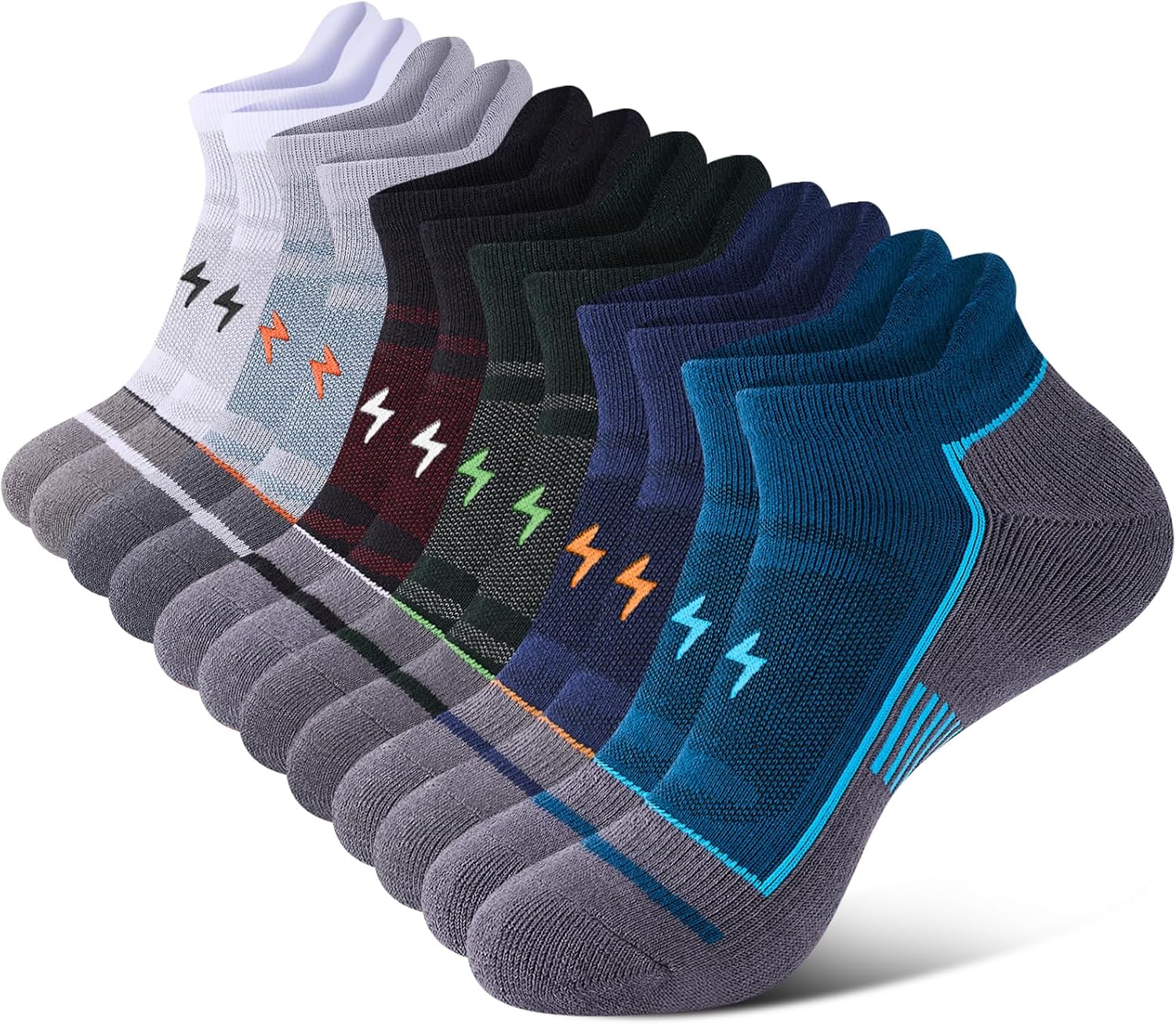 Cirorld Cushioned Running Socks, Ankle Trainer Socks for Men & Women, Anti-Blister & Sweat Wicking, Breathable Cotton sock for Sports, Gym, Walking and Daily, 6 Pairs