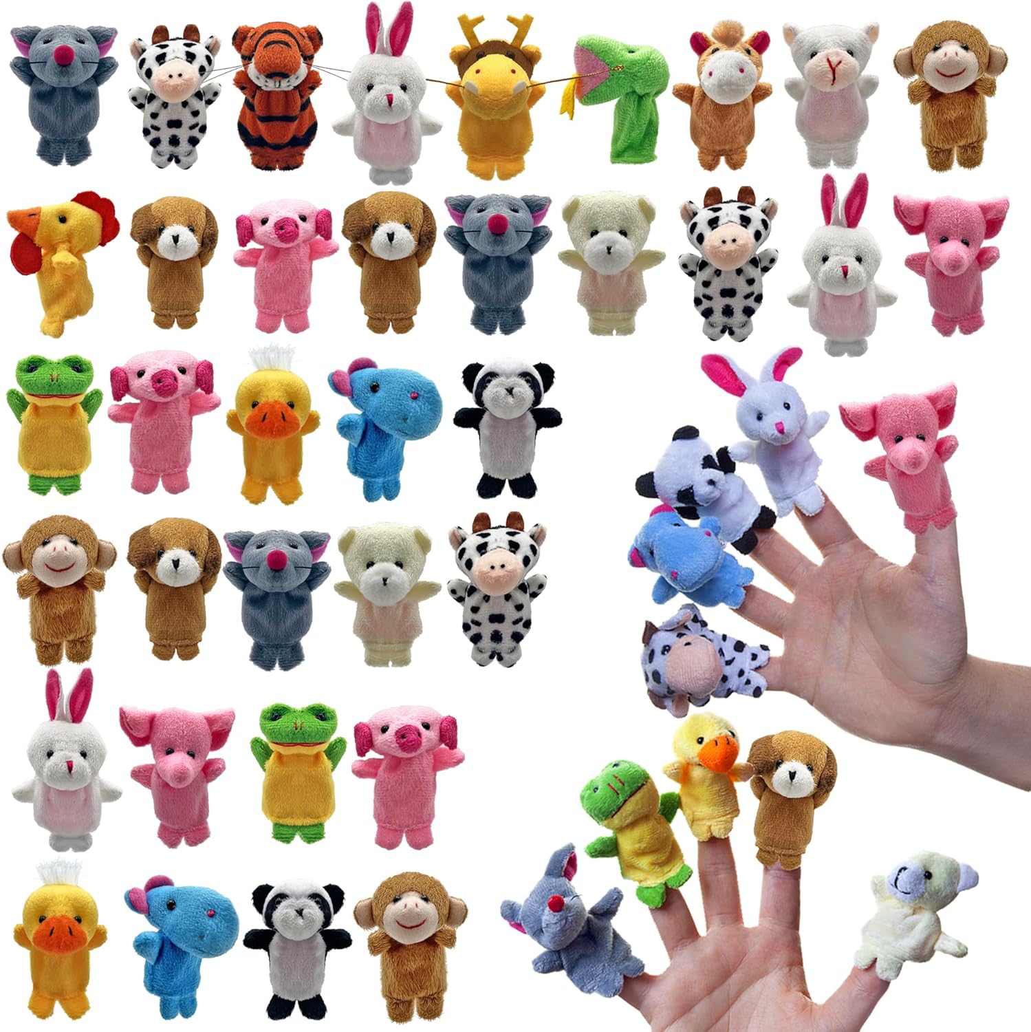 XIPEGPA 36 PCS Finger Puppets Set Mini Stuffed Animals Finger Puppet for Storytelling Playing Teaching Shows Playtime Schools Birthday Party Gift Favor Supplies