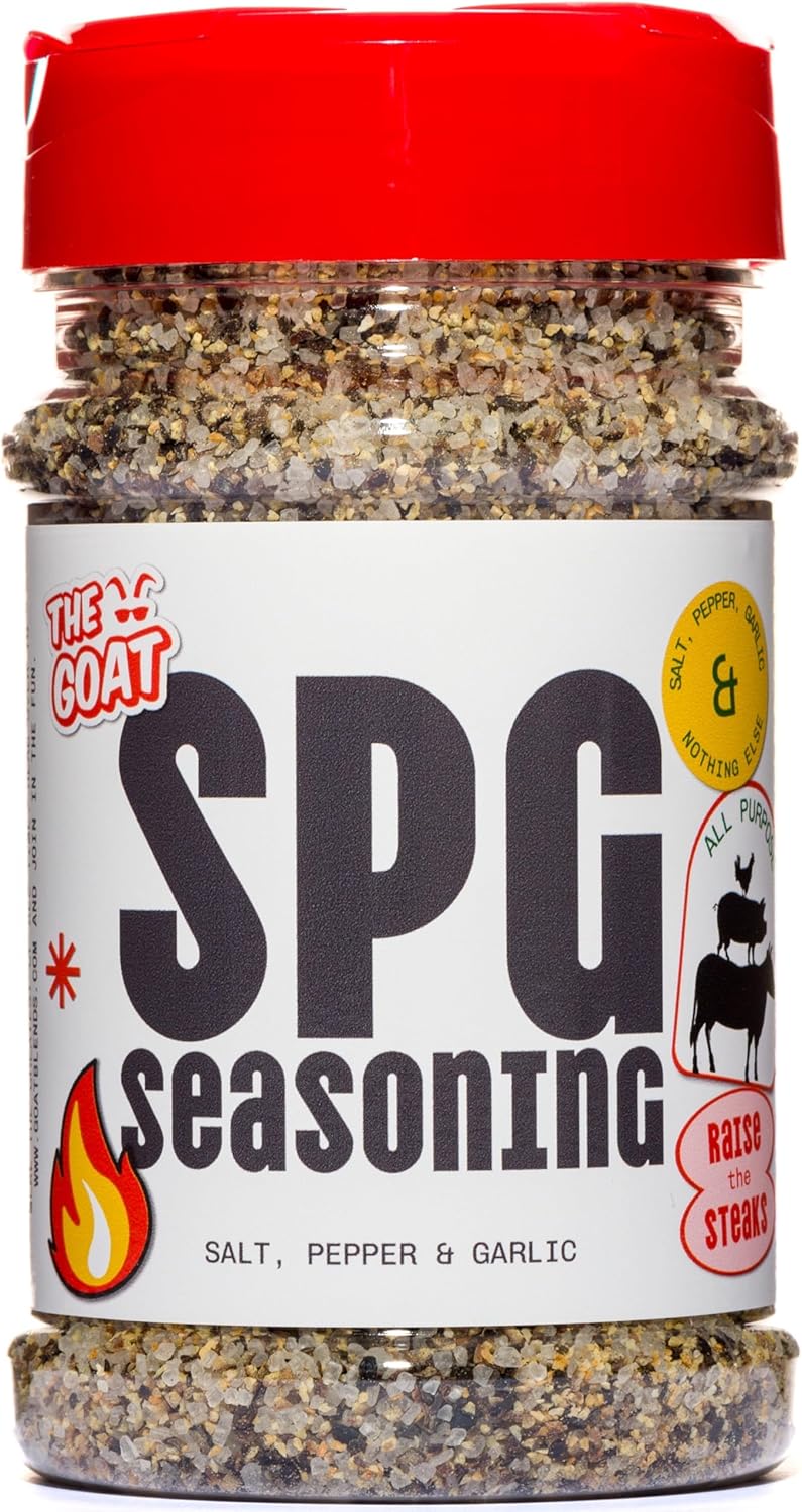 The GOAT SPG Seasoning Blend 275g Shaker - Hand Blended Salt Pepper Garlic Mix for Classic Flavour on Meat, Poultry, Seafood, Authentic BBQ Rub and Marinade for Grilling, Smoking and Roasting