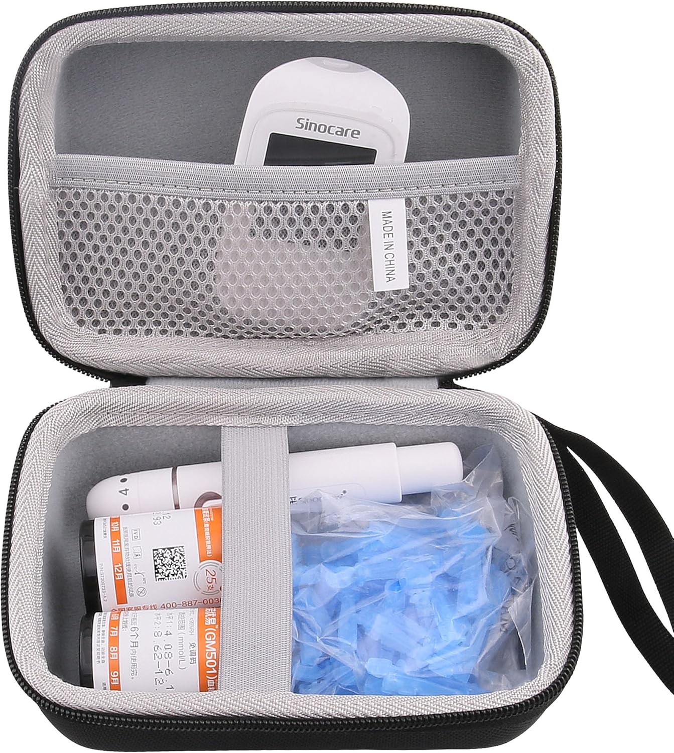 Hard EVA Protective Storage Case Compatible with Touch/Accu-Chek/Keto MOJO/CareSens Blood Glucose Monitor Kit - Diabetes Testing Kit Storage Box(Only Case) (Big)