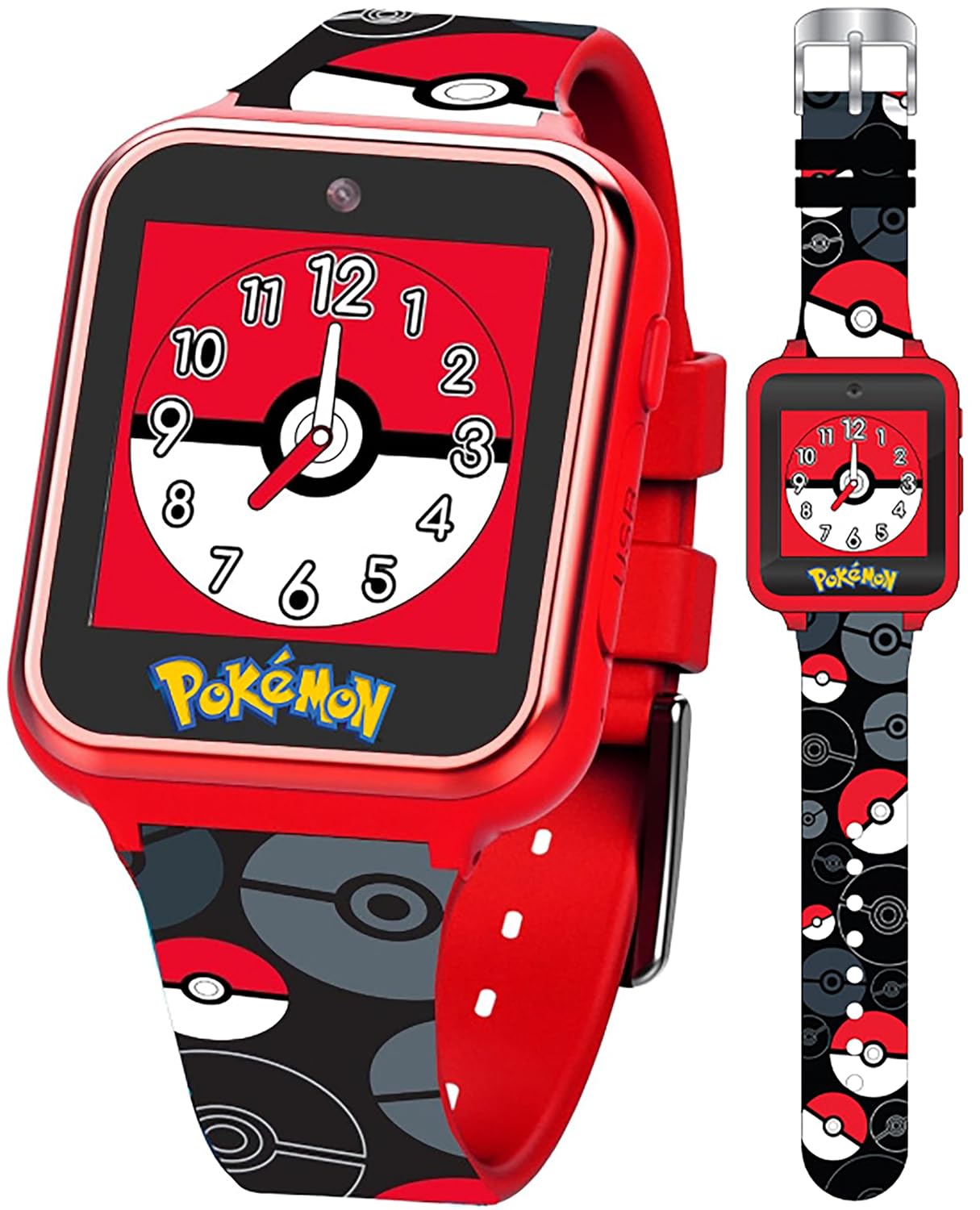 Accutime Pokemon Pokeball Touchscreen Kids Smart Watch - Red Interactive Educational Toy Watch with Camera, Alarm, Calculator for Boys & Girls - POK4230AZ