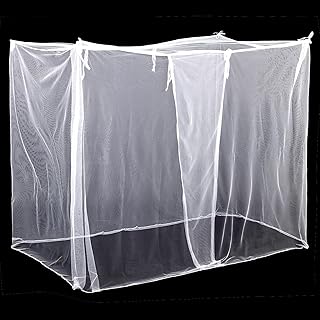4 Corners Mosquito Net for Bed Mosquiteros para Camas Bed Netting Canopy Rectangular Mosquito Mesh for Camping Home Outdoor Travel Dormitory Decor(White,L75 X W35.5 X H59 Inch)