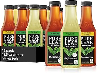 Pure Leaf Iced Tea, 0 Calories Unsweetened Variety Pack, 18.5 Fl Oz (Pack of 12)