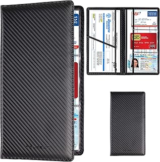 TOURSUIT Car Registration and Insurance Card Holder, Vehicle License Document Glove Box Compartment Organizer, Interior Car Accessories for Women Men Teens (Carbon Fiber Black)