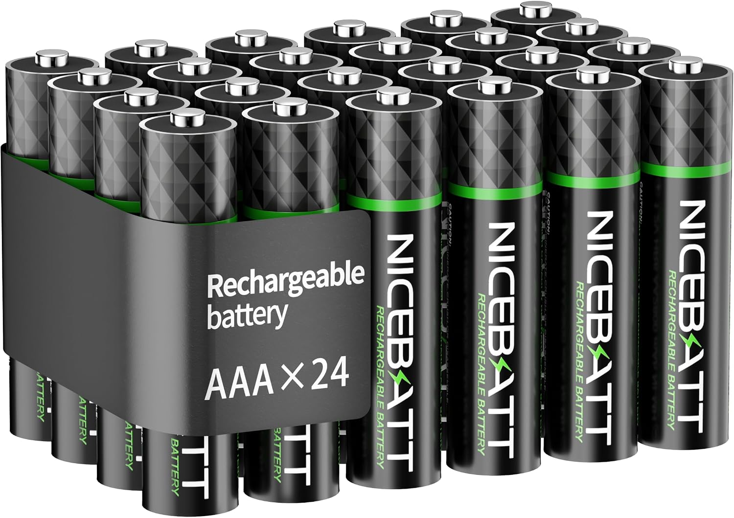 NICEBATT Rechargeable AAA Batteries 1100mAh, Premium NiMH Triple A Battery Low Self Discharge -24 Count