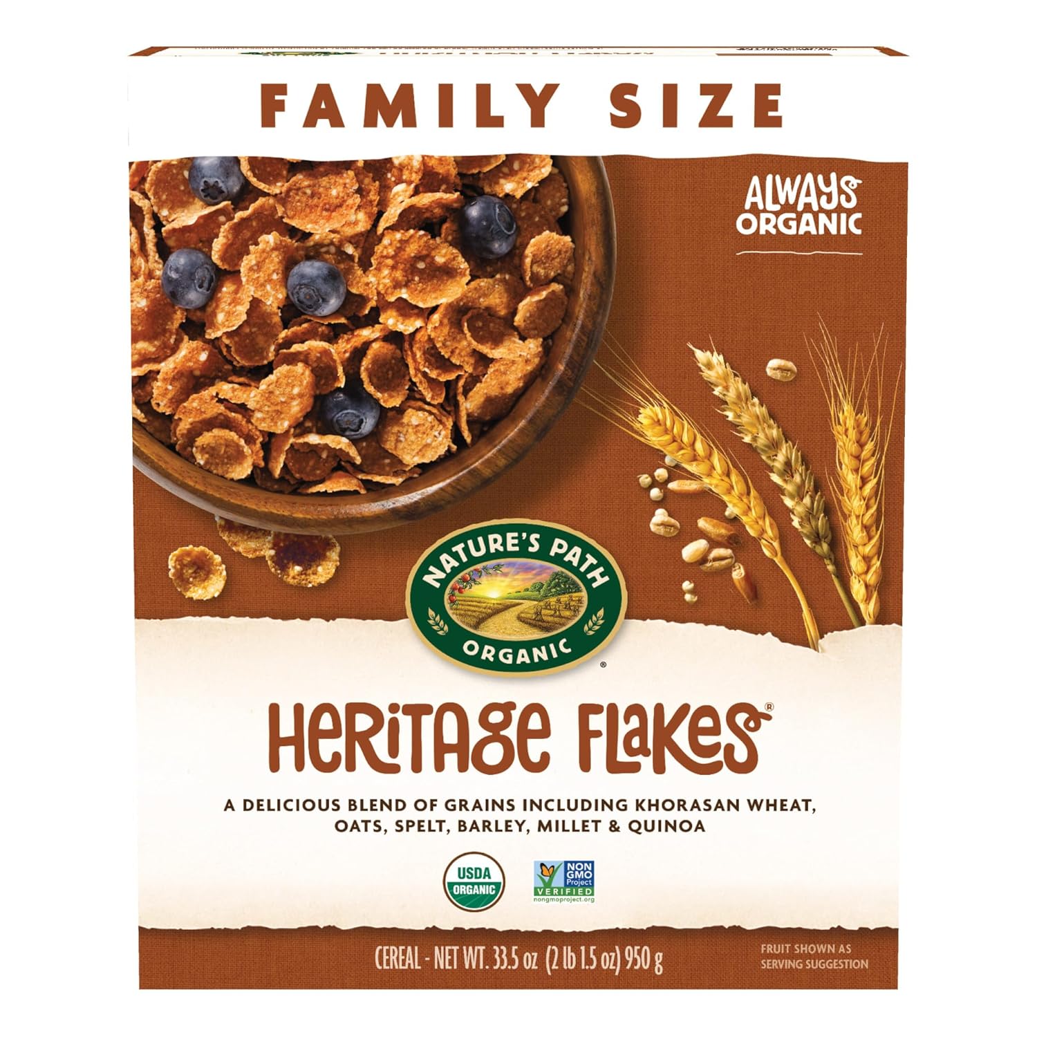 Nature's Path Organic Heritage Flakes® Cereal, 33.5 oz (Pack of 1), Value Size, Non-GMO