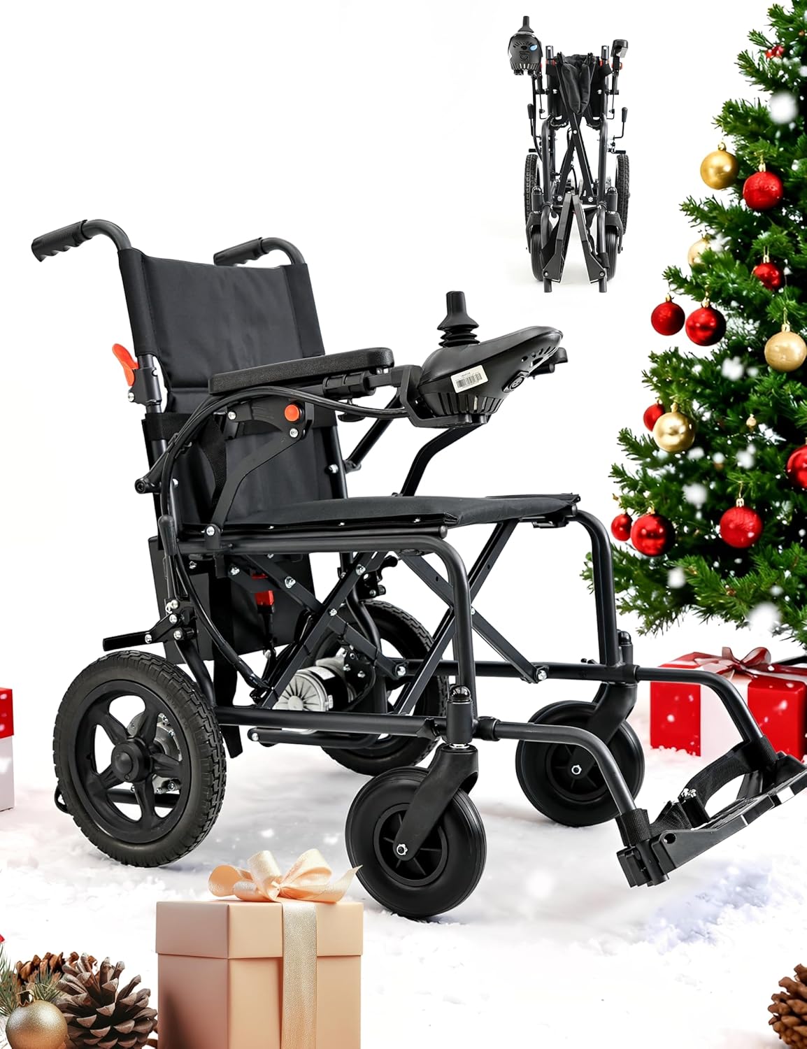 Lightweight Foldable Electric Wheelchair with Wider Seats,Weight Capacity 265lb,250W Dual-Motor,15.5 Miles Range,Electric Power Wheelchair for Adults and Seniors,Mobility Scooter for Travel