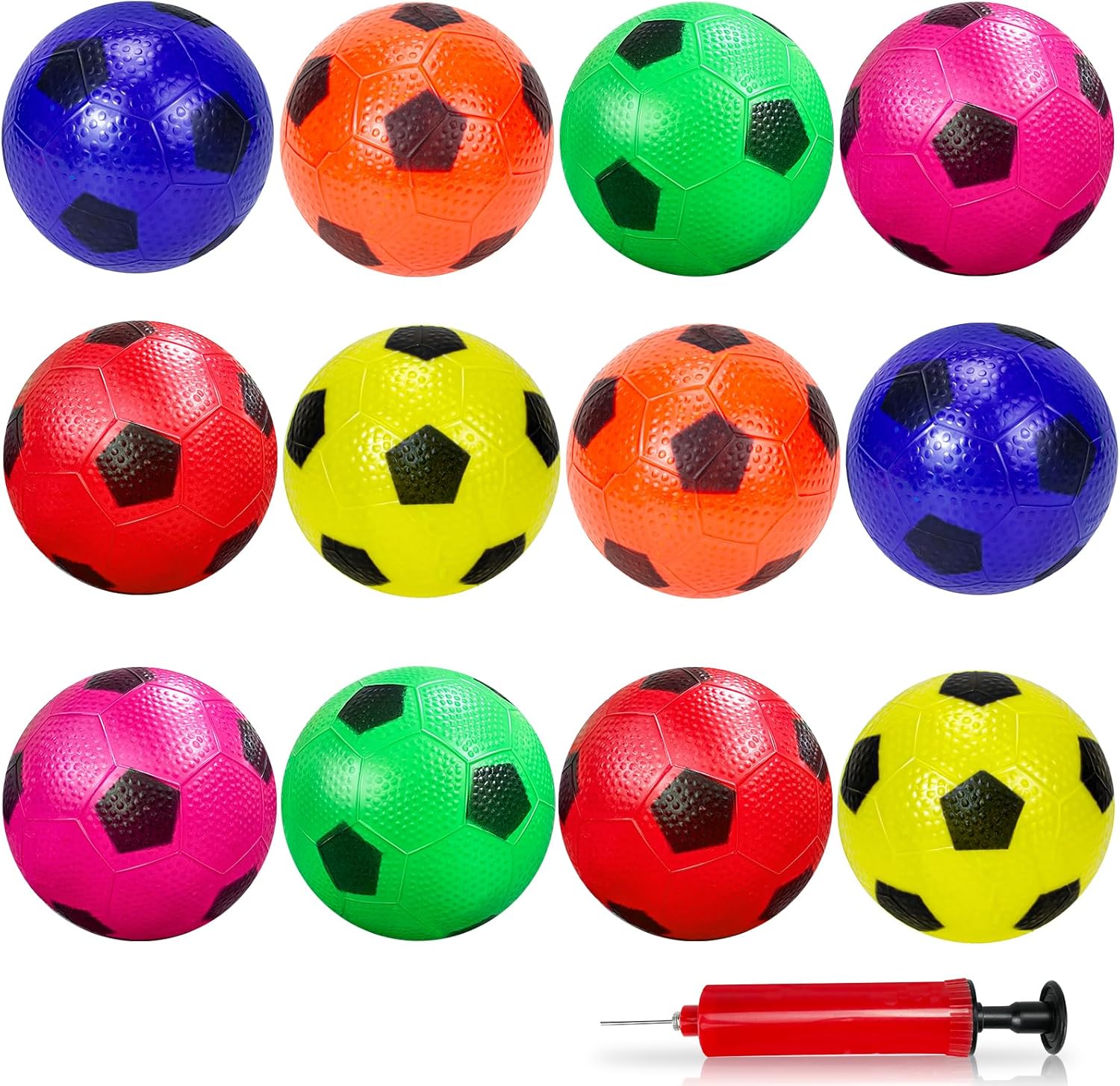 Ynanimery 12P Small Footballs for Kids, Soft Sports Balls with Pump-Playground Ball Inflatable Football for 3-6 Kids, Indoor Outdoor Play Beach, Park, Swimming Pool Party Foam Footballs Multipack