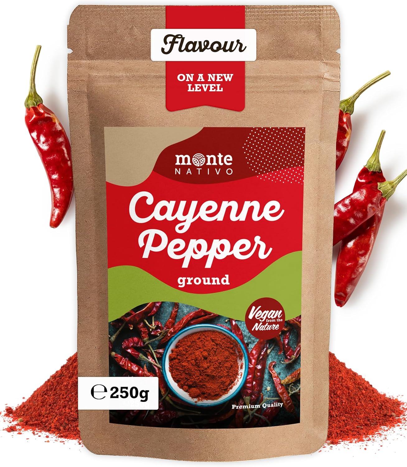 Cayenne Pepper Monte Nativo (250g) - Cayenne Pepper Powder - Chilli Pepper - Gently dried and aromatic Spices ideal for Cooking and Seasoning