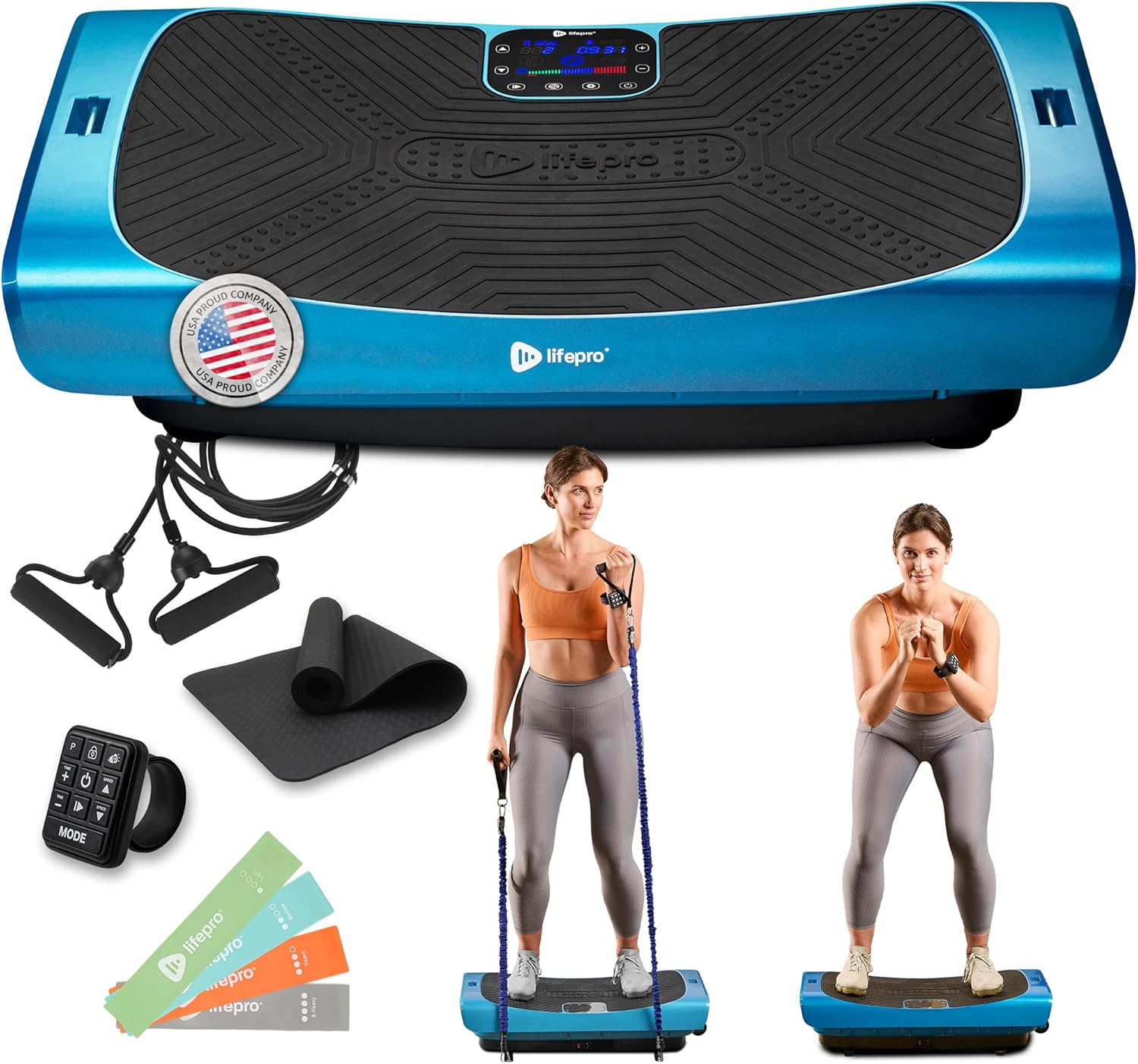 Lifepro Rumblex Plus/Pro 4D Vibration Plate for Lymphatic Drainage — Triple Motor Whole Body Vibration Platform Machine for Muscle Toning — 7 Training Modes, 60 Speed Levels & Resistance Bands