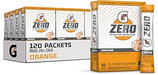 Gatorade G Zero Powder, Orange, 0.10oz Packets,(120 counts) , Pack of 12