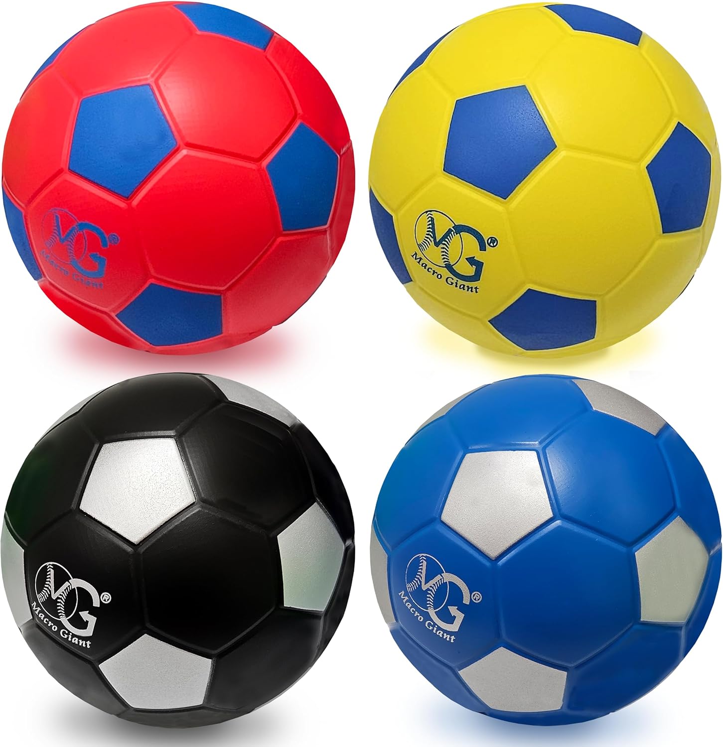 Macro Giant 6 Inch (Dia.) PU Foam Soccer, Multi Colors, Training Balls, Beginner, Playground Ball, Kid Sports, Kickball, Physical Education Exercise