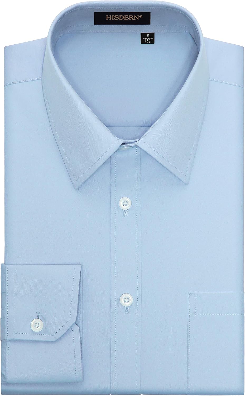 HISDERN Men's Formal Dress Shirt Long Sleeve Business Causal Button Down Regular Fit Shirts for Men with Pocket