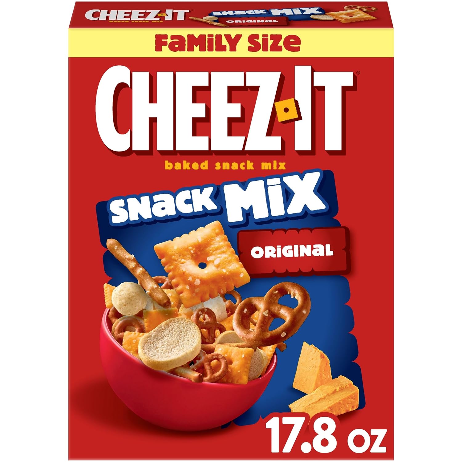 Cheez-It Snack Mix, Lunch Snacks, Family Size, Original, 17.8oz Box (1 Box)