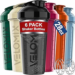 -6 PACK- Shaker Cups for Protein Shakes 28 oz - 6x Wire Whisk | Leak Proof Protein Shaker Bottle for Protein Shakes, Shaker Bottle Pack for Pre & Post Workout, Shaker Cup, Shaker Bottle Cups